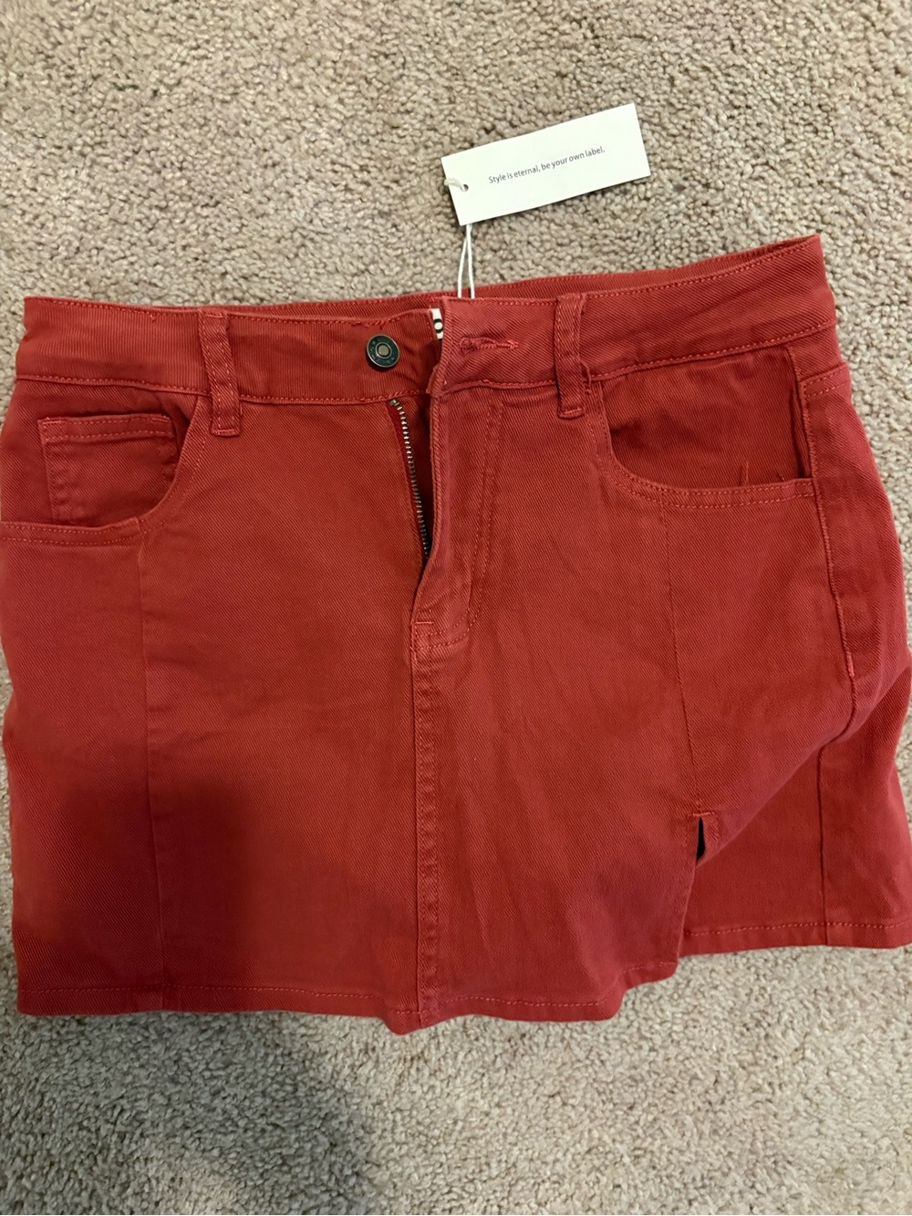 Women's Rust Red Skort with Front Zip and Pockets